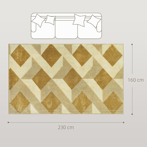 HOMCOM Tappeto Moderno da Soggiorno e Salotto, Ipoallergenico e Lavabile con Effetto 3D, 230x160 cm, Giallo | Aosom Italy