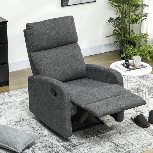 HOMCOM Poltrona Moderna con Reclinazione Manuale 145° max Rivestita in Ciniglia Grigia, 69x91x101 cm | Aosom Italy