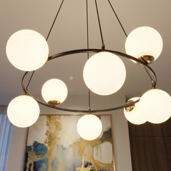 Lampadario a sospensione con filo AZURA 8xE14/10W/230V nero/bianco