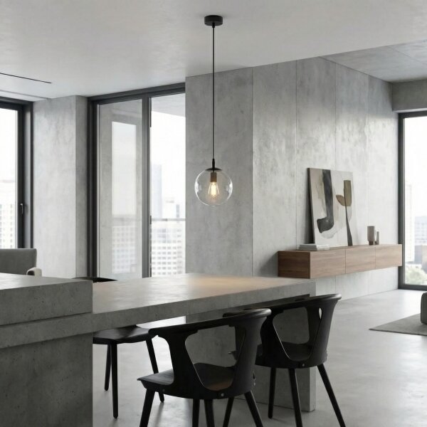 Lampadario a sospensione con filo COSMO 1xE14/10W/230V diametro 14 cm nero/limpido
