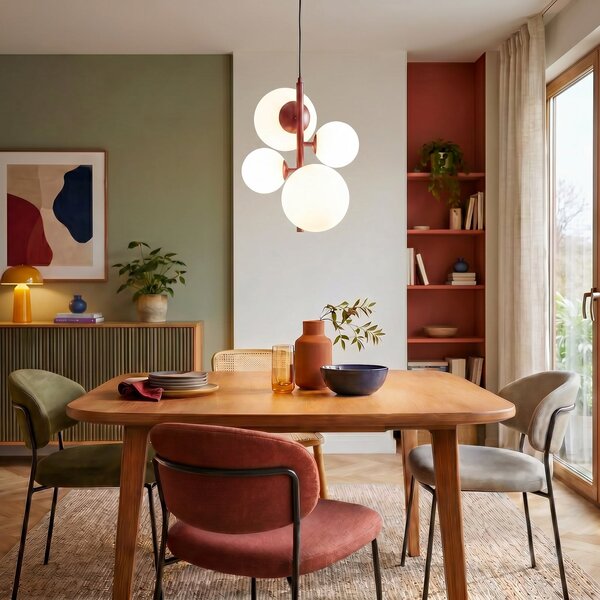 Lampada a sospensione ALDEX, Joel, dimmerabile, Rosso, Soggiorno, Metallo, Moderno