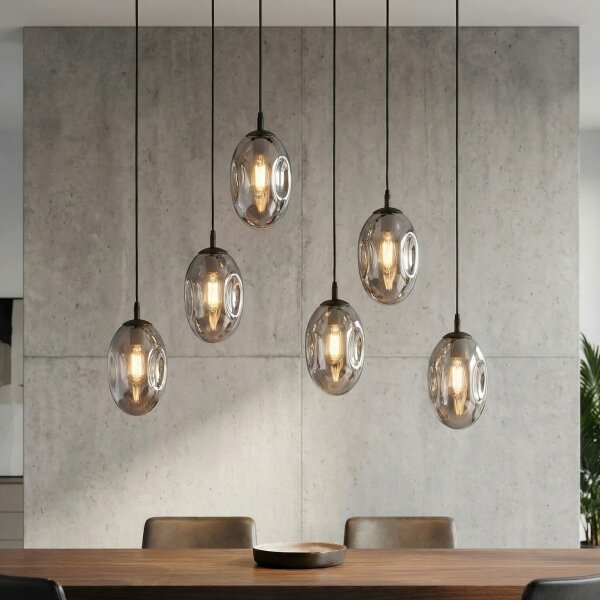 Lampadario a sospensione con filo ASTRAL 6xE14/10W/230V nero/fumé