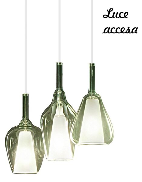Sospensione vetro verde trasparente gea luce ofelia s e27 led lampada soffitto multiluce - Gea Luce