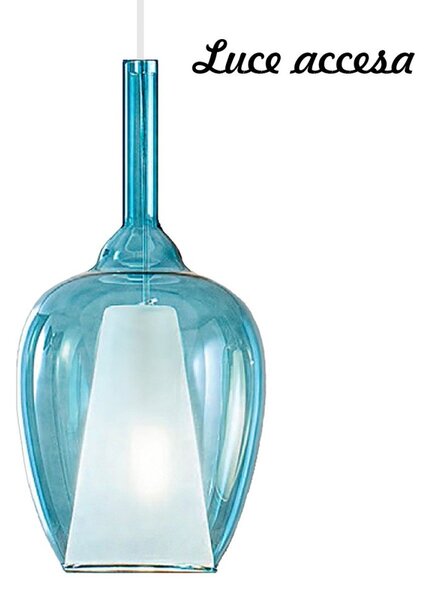 Sospensione vetro blu trasparente gea luce ofelia s10 e27 led lampada soffitto - Gea Luce