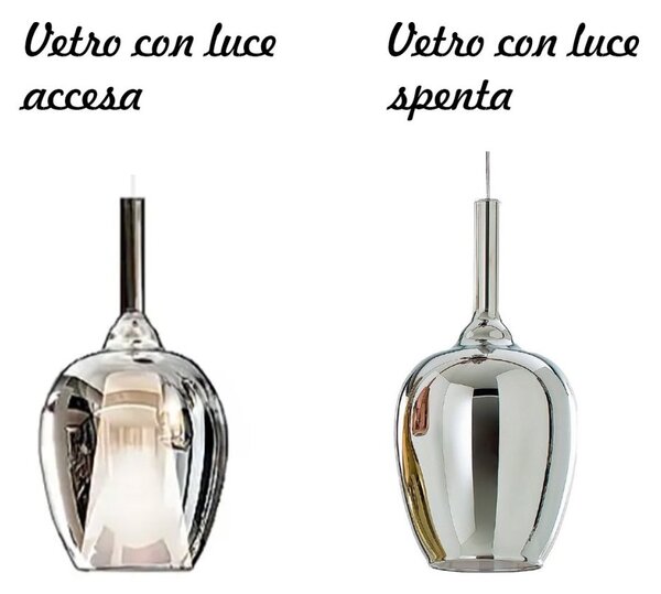 Sospensione vetro cromo gea luce ofelia s10 e27 led lampada soffitto - Gea Luce