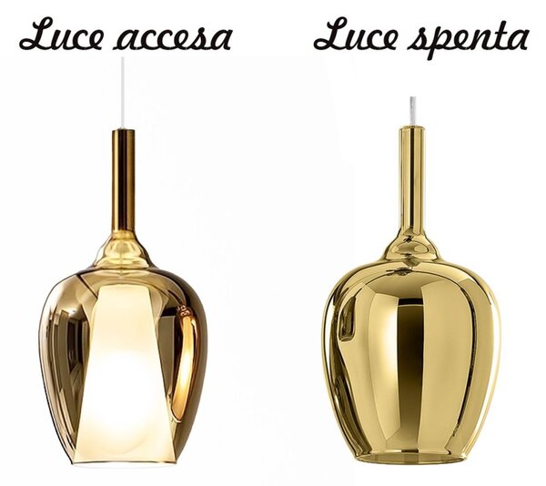 Sospensione vetro oro gea luce ofelia s10 e27 led lampada soffitto - Gea Luce