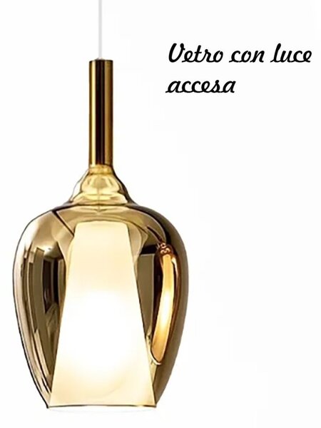Lampadario Classico Gea Luce Cleofe S10 E27 Led Vetro Ocra Lampada Sospensione