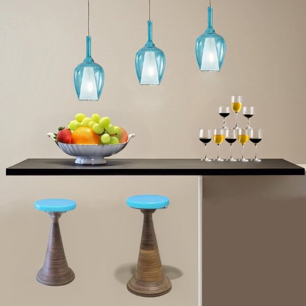 Sospensione vetro blu trasparente gea luce ofelia s10 e27 led lampada soffitto - Gea Luce