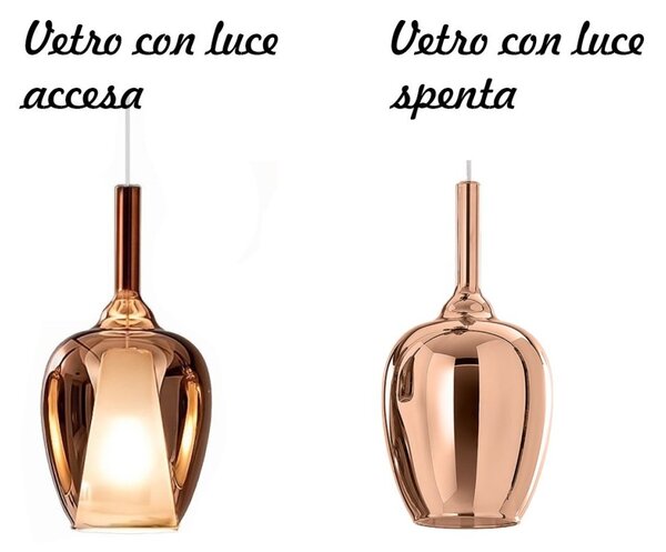 Sospensione vetro rame gea luce ofelia s10 e27 led lampada soffitto - Gea Luce