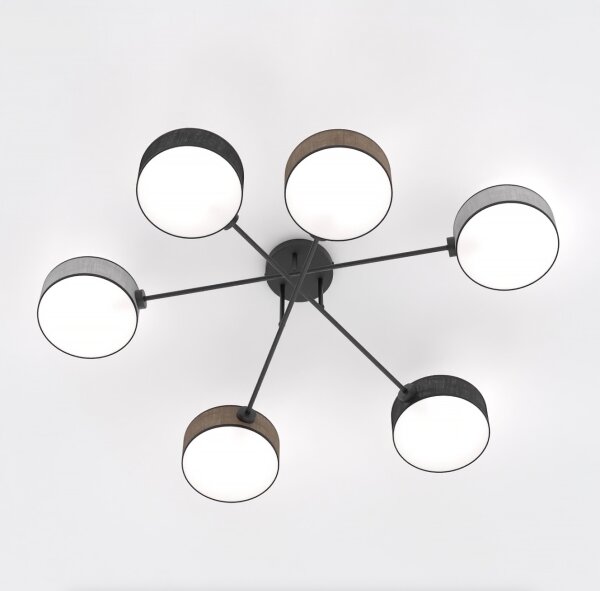 Lampadario a montaggio superficiale MAGA 6xE14/10W/230V nero/marrone/grigio