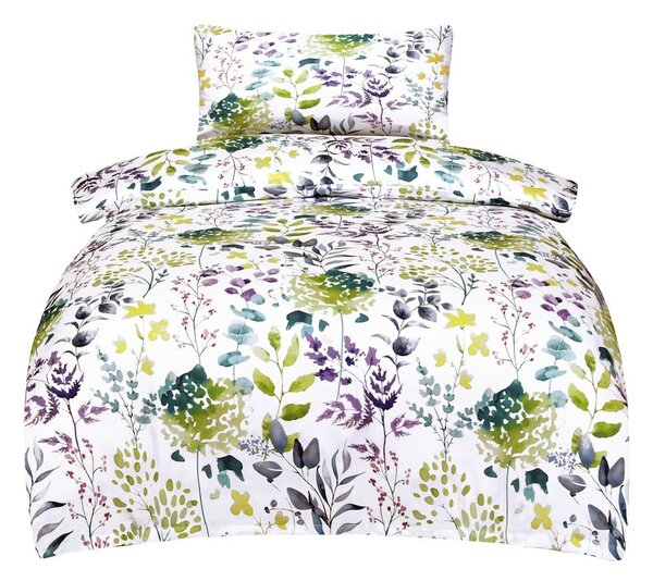 Biancheria da letto bianca in raso di cotone per letto singolo 140x200 cm Savoy – My House