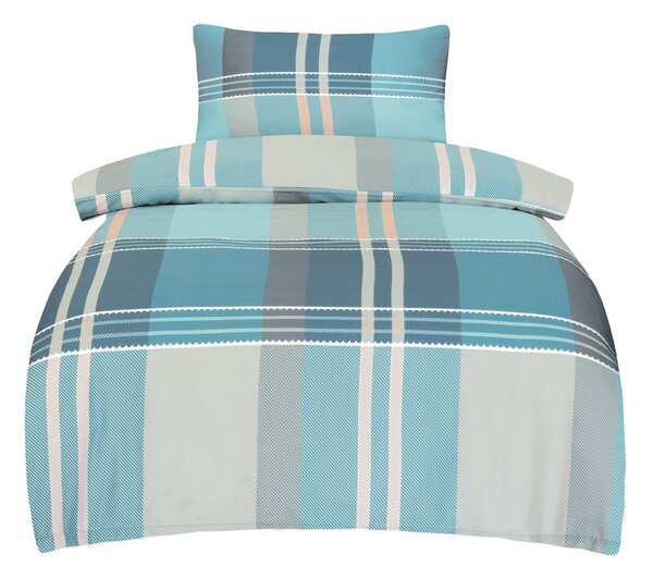 Biancheria da letto blu in raso di cotone per letto singolo 140x200 cm Monty – My House