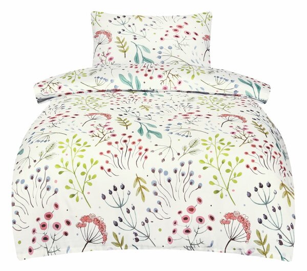 Biancheria da letto bianca in raso di cotone per letto singolo 140x200 cm Jasmine – My House