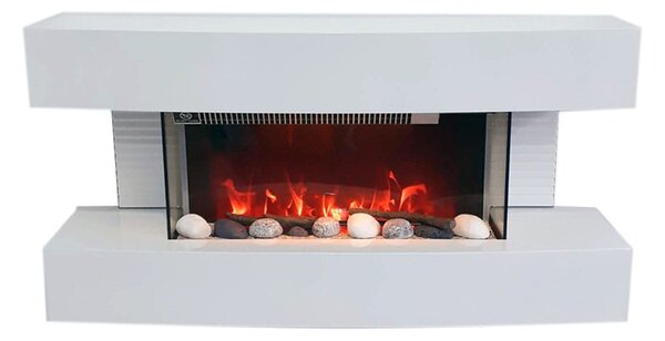 Caminetti moderni Paula piccolo bianco camino elettrico ElectricSun, con effetto sonoro, 10 colori, con l’app, L81xH41x22cm