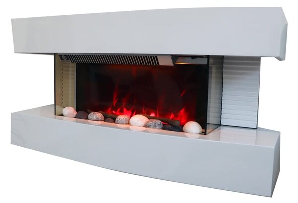 Caminetti moderni Paula piccolo bianco camino elettrico ElectricSun, con effetto sonoro, 10 colori, con l’app, L81xH41x22cm