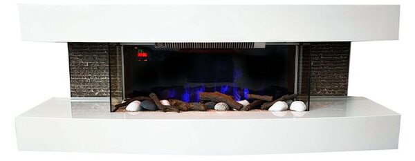 Camini moderni Paula medio bianco camino elettrico ElectricSun, con effetto sonoro, 10 colori, con l’app, L120xH46x31cm