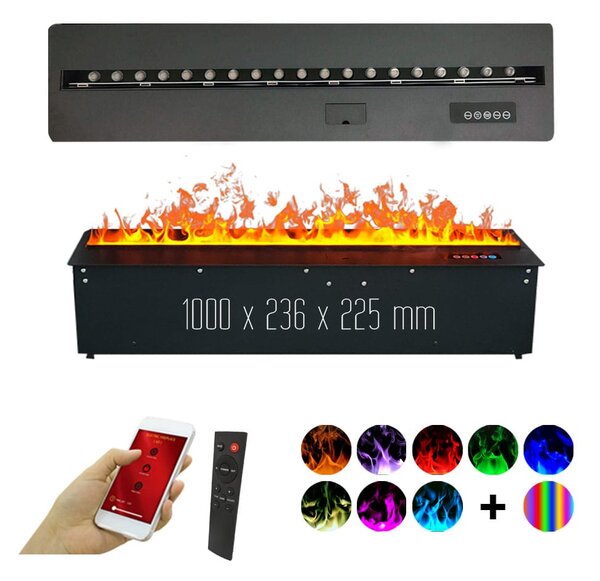 Camino elettrico 3D a vapore acqueo da incasso, Led, con l’app, ElectricSun MISTique medio 100 cm