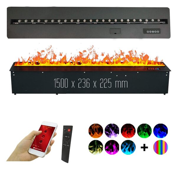 Camino elettrico 3D a vapore acqueo da incasso, Led, con l’app, ElectricSun MISTique Grande 150 cm