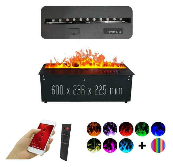 Camino elettrico 3D a vapore acqueo da incasso, Led, con l’app, ElectricSun MISTique piccolo 60 cm
