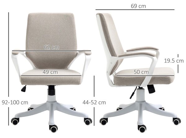 Yaheetech Sedia Ufficio da Scrivania a Rotelle Girevole Sedia Ergonomica Imbottita Moderna da Camera da Letto Studio in Ecopelle Acciaio Altezza Regolabile Marrone