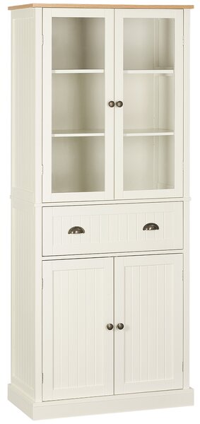 HOMCOM Mobile Dispensa a 5 Livelli con Cassetto Centrale, in MDF e Truciolato, 76x40x182.5 cm, Bianco Crema | Aosom Italy