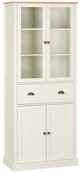 HOMCOM Mobile Dispensa a 5 Livelli con Cassetto Centrale, in MDF e Truciolato, 76x40x182.5 cm, Bianco Crema | Aosom Italy
