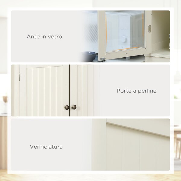 HOMCOM Mobile Dispensa a 5 Livelli con Cassetto Centrale, in MDF e Truciolato, 76x40x182.5 cm, Bianco Crema | Aosom Italy