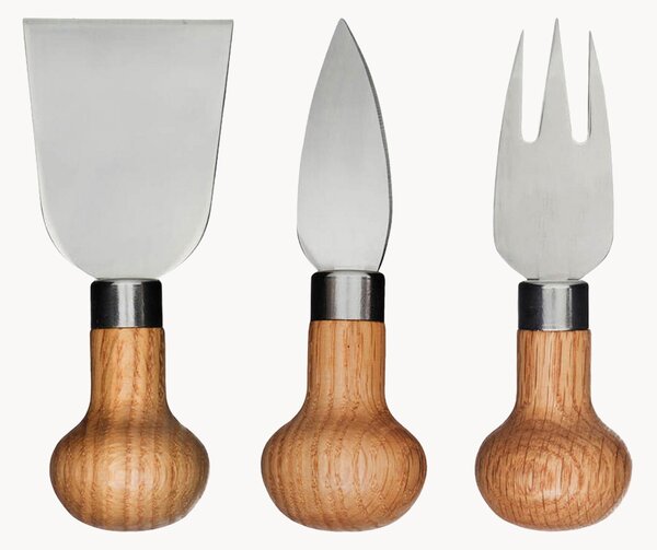 Set di 3 coltelli da formaggio con manico in legno di quercia Nature