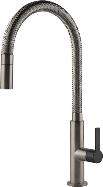 Miscelatore monocomando Gessi Mesh 60003 599 43,3 cm Nero opaco / Finox