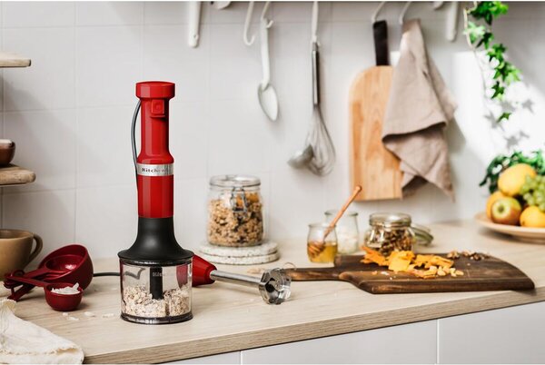 KITCHENAID Frullatore ad Immersione Minipimer Potenza 180 Watt con Accessori colore Rosso e Acciaio Inox - 5KHBV83EER