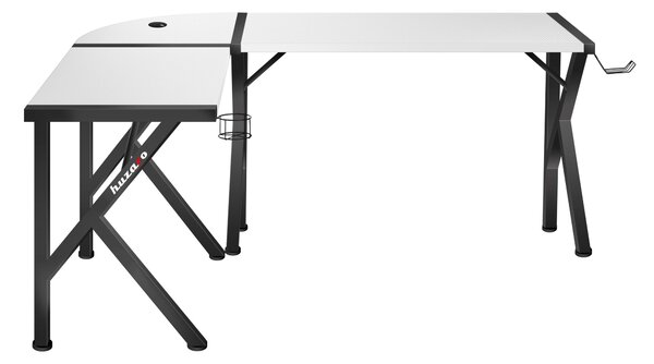 Huzaro Hero 6.3 scrivania angolare scrivania da gioco scrivania per computer tavolo ergonomico in carbonio mobili da ufficio gancio per cuffie portabicchieri 154x117x48 bianco