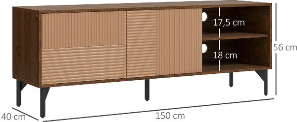 DecHome Mobile TV Moderno 2 Ante 1 Ripiano TV max 65" in Legno Dimensioni 150x40x56cm colore Marrone