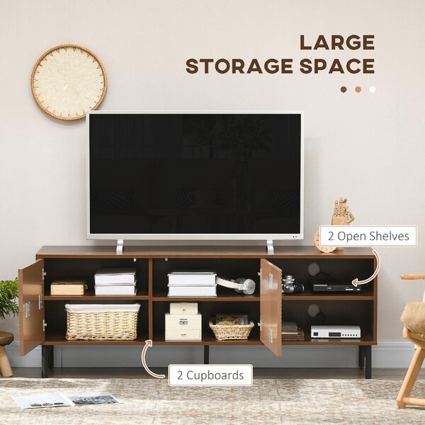 DecHome Mobile TV Moderno 2 Ante 1 Ripiano TV max 65" in Legno Dimensioni 150x40x56cm colore Marrone