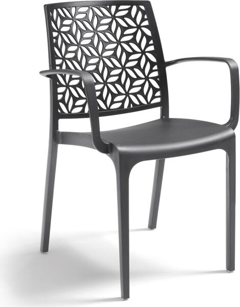 BICA Sedia per Esterni Impilabile in Plastica Dimensioni 56x56x81 cm colore Grafite - Ninfa Armchair