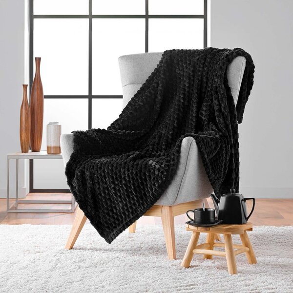 Coperta nera in microflanella 125x150 cm Mini Frosty – douceur d'intérieur