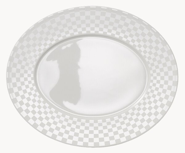 Set di 6 piatti ovali da portata in Fine Bone China Cross White