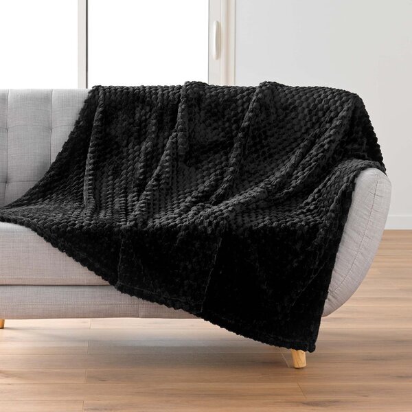 Coperta nera in microflanella 125x150 cm Mini Frosty – douceur d'intérieur