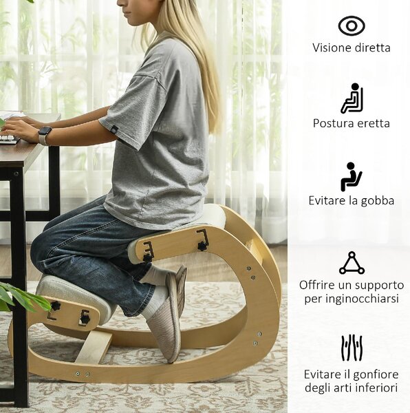 Icon Space Sedia Posturale in Tessuto/Legno di Betulla colore Crema