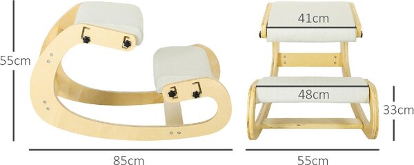 Icon Space Sedia Posturale in Tessuto/Legno di Betulla colore Crema