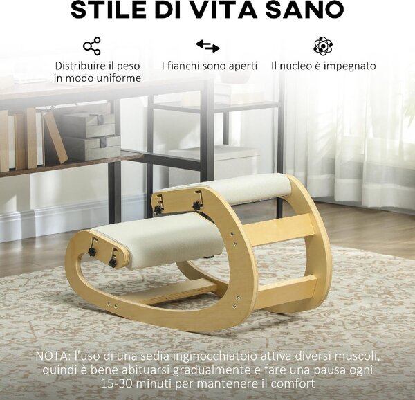 Icon Space Sedia Posturale in Tessuto/Legno di Betulla colore Crema