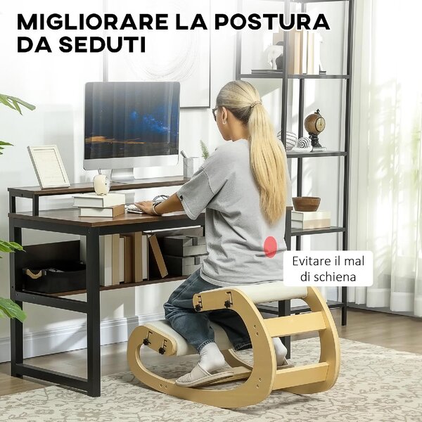 Icon Space Sedia Posturale in Tessuto/Legno di Betulla colore Crema