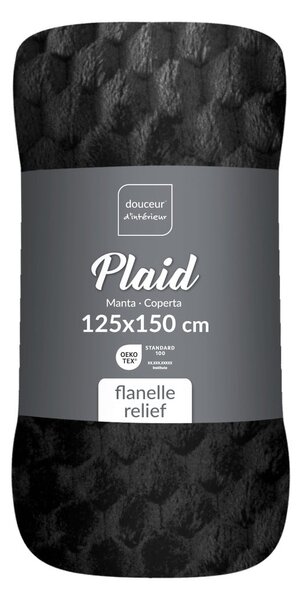 Coperta nera in microflanella 125x150 cm Mini Frosty – douceur d'intérieur