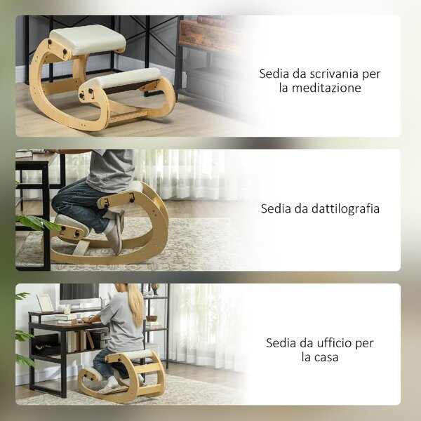 Icon Space Sedia Posturale in Tessuto/Legno di Betulla colore Crema