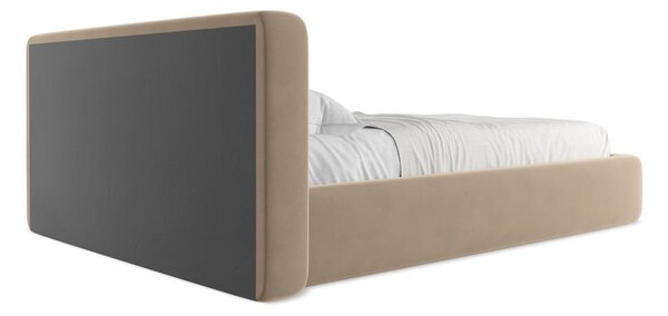 Letto matrimoniale imbottito marrone chiaro con contenitore con griglia 160x200 cm Kiana - Makamii