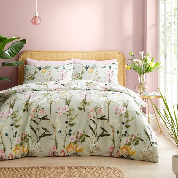 Biancheria da letto verde chiaro in cotone per letto matrimoniale 200x200 cm Exotic Floral – RHS
