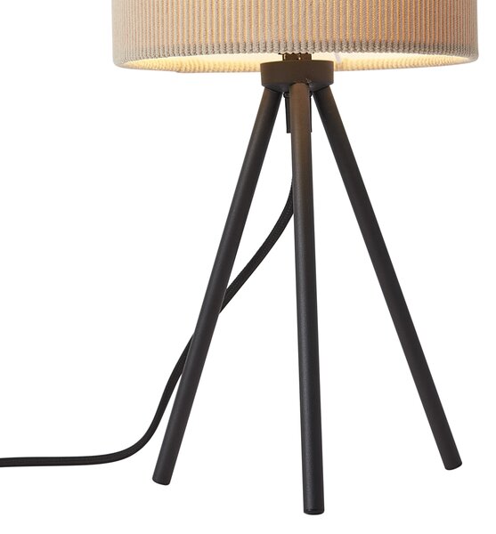Lampada da tavolo moderna a treppiede color talpa con paralume in velluto - Luz