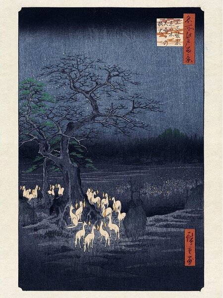 Stampa d'arte Hokusai - Fox Fires on New Year's Eve at, Utagawa Hiroshige, (30 x 40 cm)