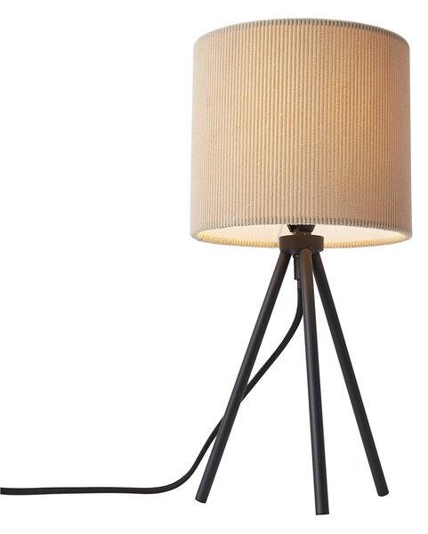 Lampada da tavolo moderna a treppiede color talpa con paralume in velluto - Luz