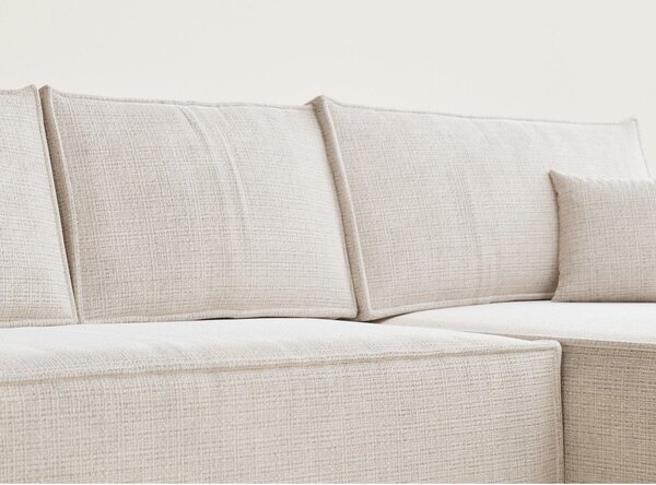 Divano angolare color crema allungabile/con contenitore (con penisola a destra/con chaise lounge) con rivestimento in ciniglia Maze – Maison de Rêve