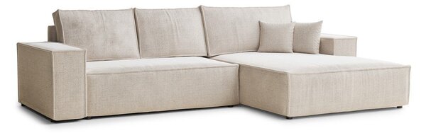 Divano angolare color crema allungabile/con contenitore (con penisola a destra/con chaise lounge) con rivestimento in ciniglia Maze – Maison de Rêve